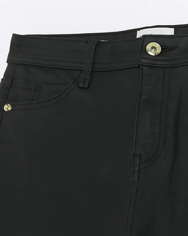 Petite black coated cargo skinny jeans