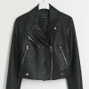 Petite Black Faux Leather Biker Jacket