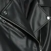 Petite black faux leather oversized jacket