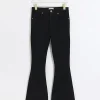 Petite black high waisted flare jeans