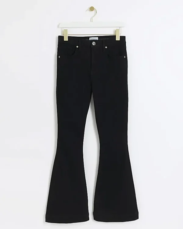 Petite black high waisted flare jeans