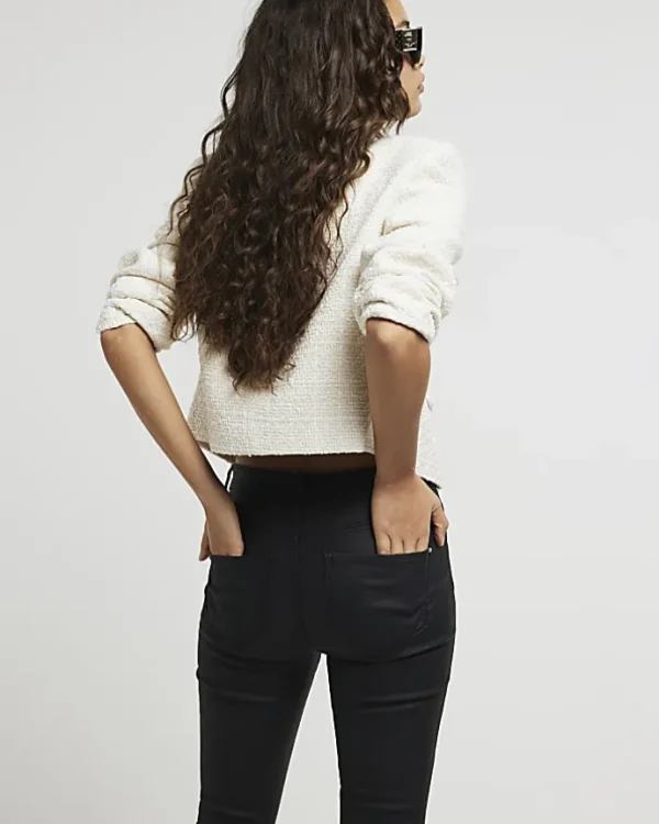 Petite black Molly coated skinny jeans