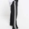 Petite black side stripe wide leg joggers