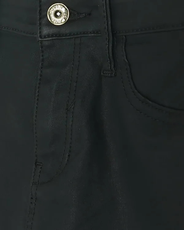 Petite black skinny fit coated jeans