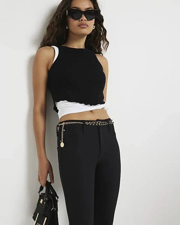 Petite black skinny fit trousers