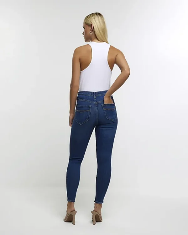 Petite blue high waist skinny jeans