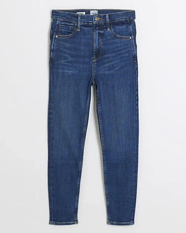 Petite blue high waist skinny jeans