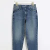 Petite blue high waisted mom sculpt jeans