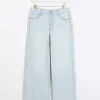 Petite blue high waisted straight jeans