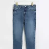 Petite blue high waisted slim straight jeans