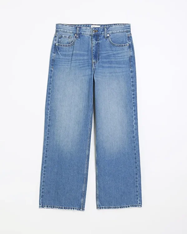 Petite blue high waisted straight leg jeans