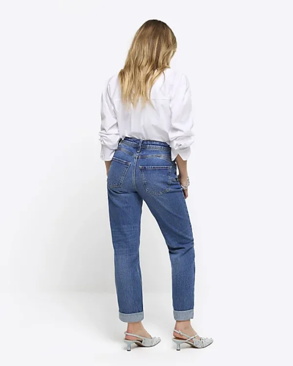 Petite blue high waisted mom sculpt jeans