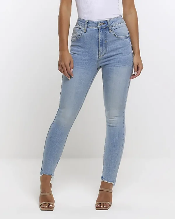 Petite blue high waisted bum sculpt jeans