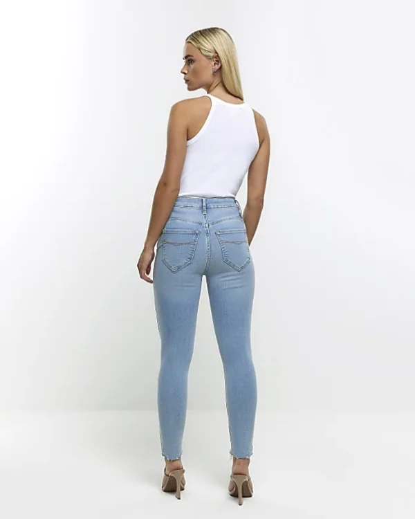 Petite blue high waisted bum sculpt jeans