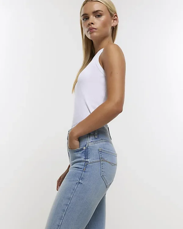 Petite blue high waisted bum sculpt jeans