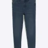 Petite blue mid rise skinny jeans