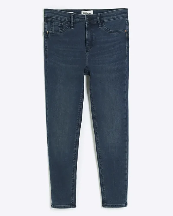 Petite blue mid rise skinny jeans