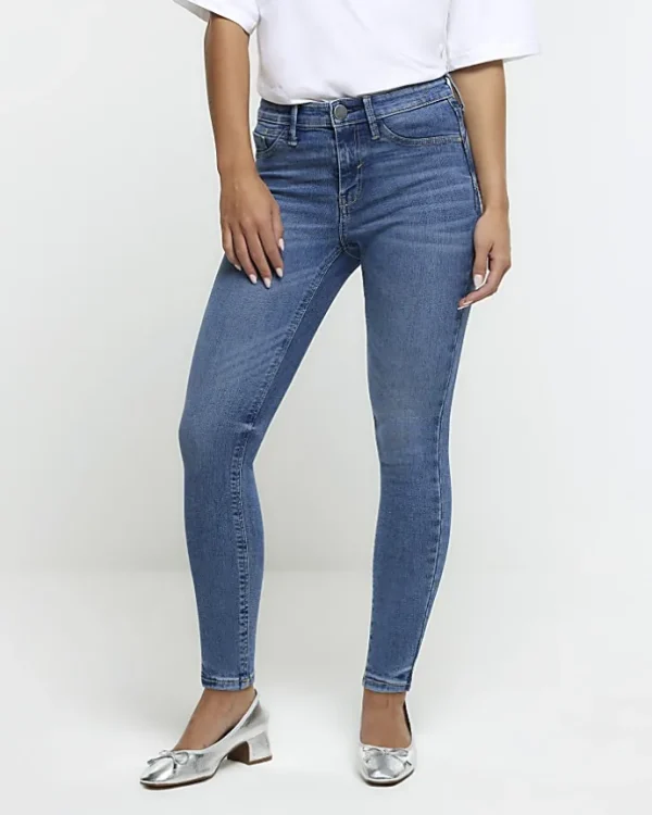 Petite blue skinny fit bum sculpt jeans