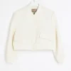 Petite cream boucle tailored bomber jacket