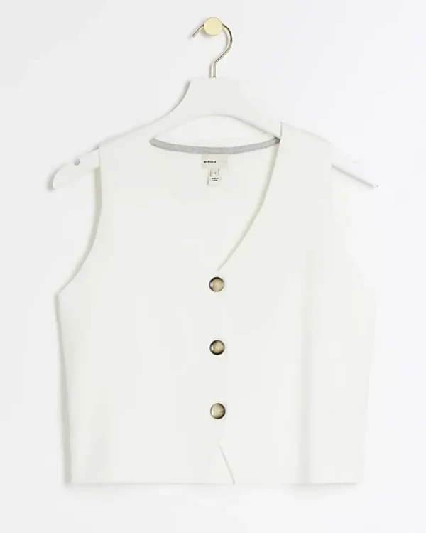 Petite cream knit waistcoat