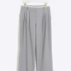 Petite grey side stripe wide leg trousers