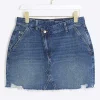 Petite hem asymmetric denim mini skirt