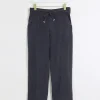 Petite Navy wide leg lyocell trousers