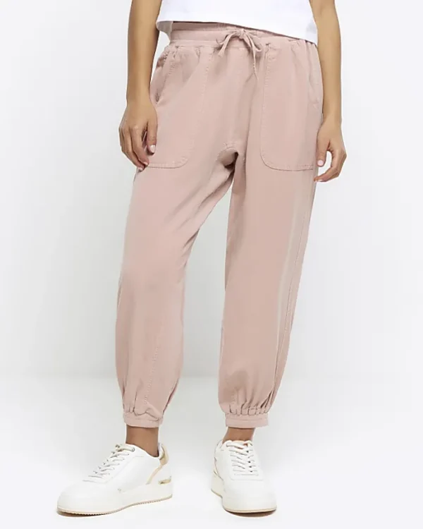 Petite pink lyocell cuffed joggers