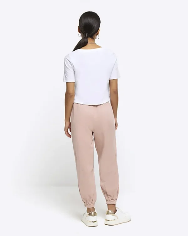 Petite pink lyocell cuffed joggers