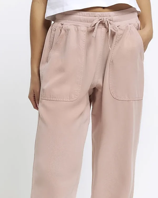 Petite pink lyocell cuffed joggers