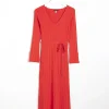 Petite red knit rib jumper maxi dress