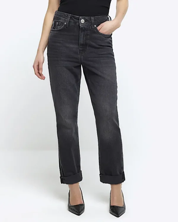 Petite Washed Black Mom Sculpt Jeans