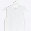 Petite white rib high neck tank top