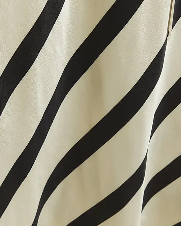 Petite white satin stripe slip midi dress