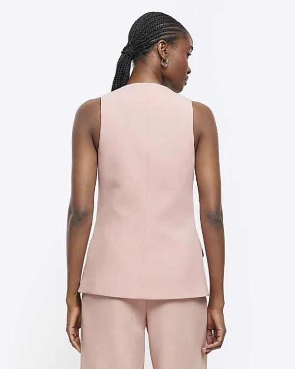 Pink button up longline waistcoat