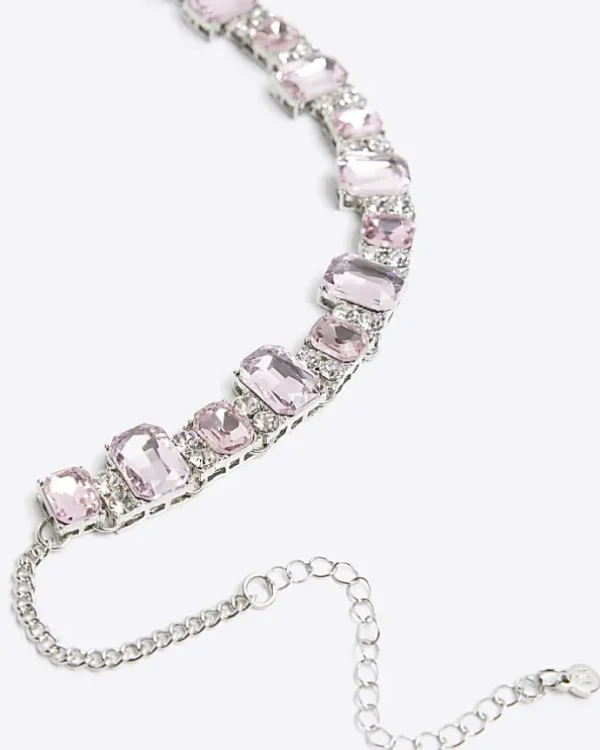 Pink diamante collar necklace