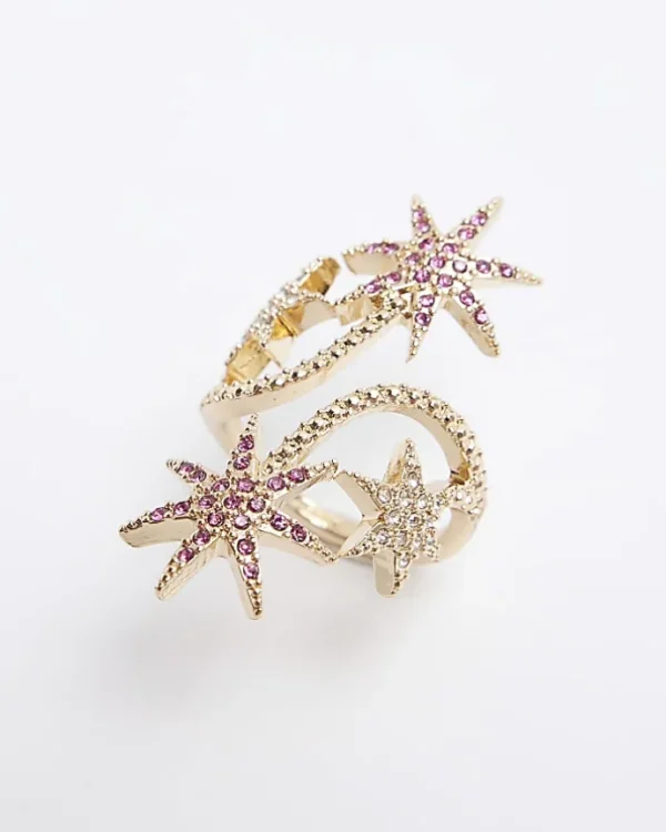 Pink Diamante Star Ring