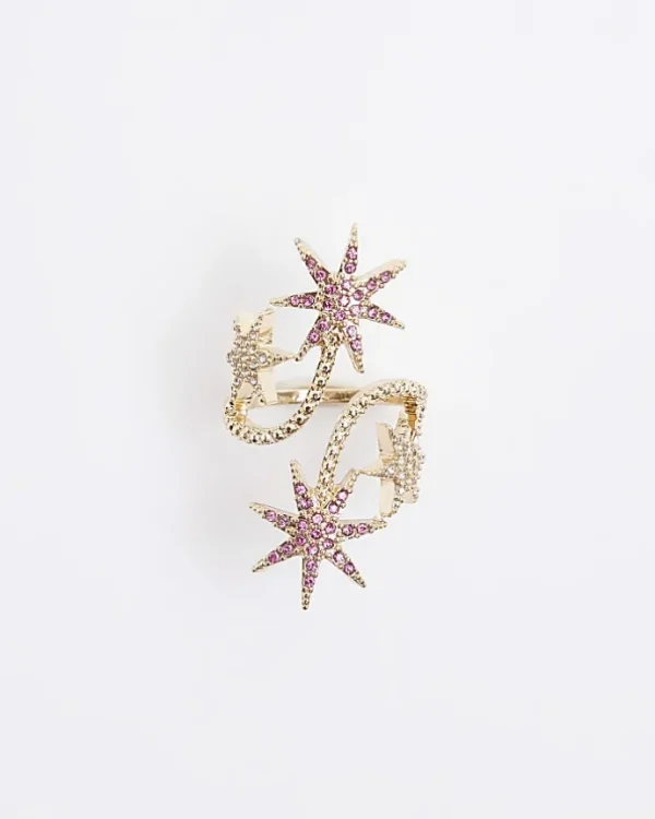 Pink Diamante Star Ring