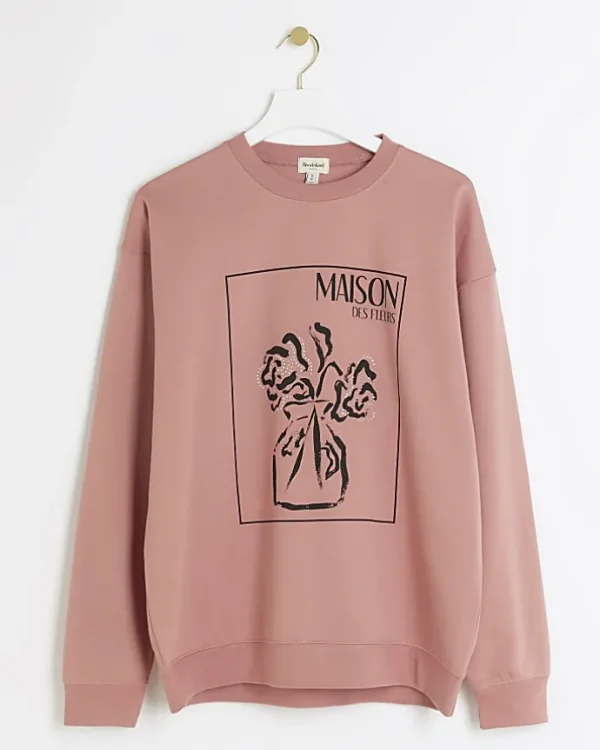 Pink floral graphic sweatshirt