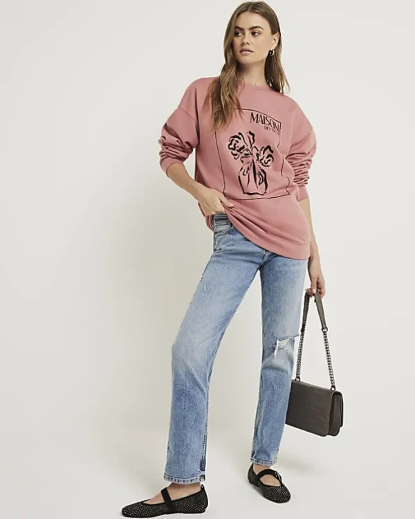 Pink floral graphic sweatshirt