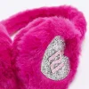 Pink Girls heart faux fur glitter RI earmuffs