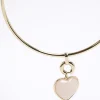 Pink heart torque necklace