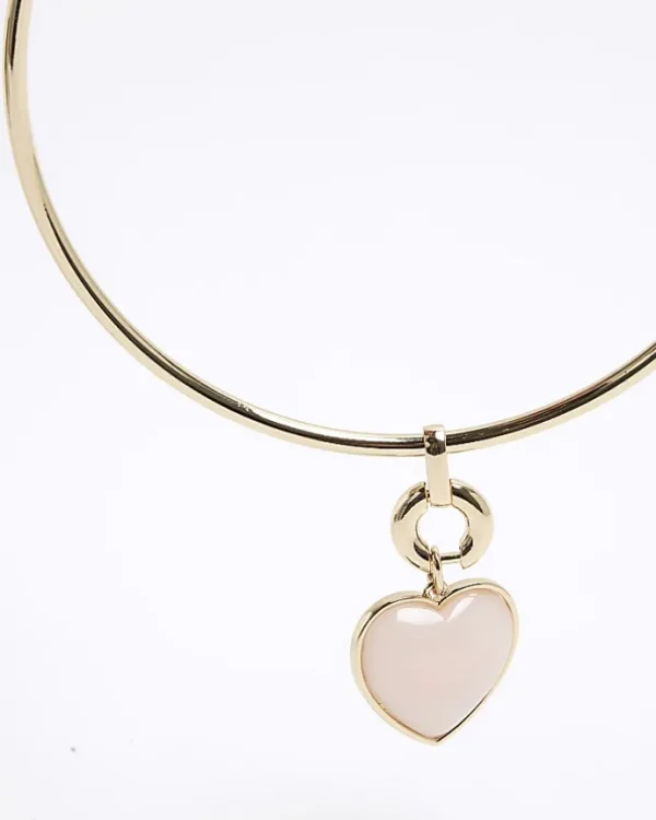 Pink heart torque necklace