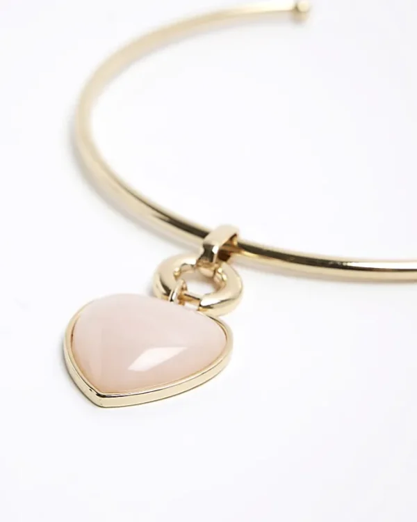 Pink heart torque necklace