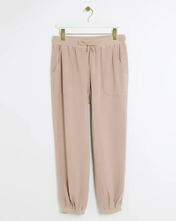 Pink lyocell cuffed joggers