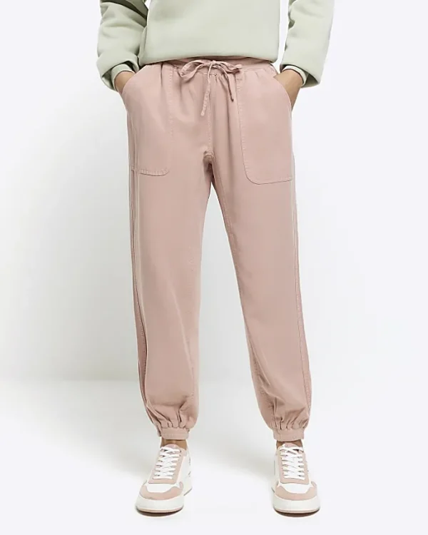 Pink lyocell cuffed joggers