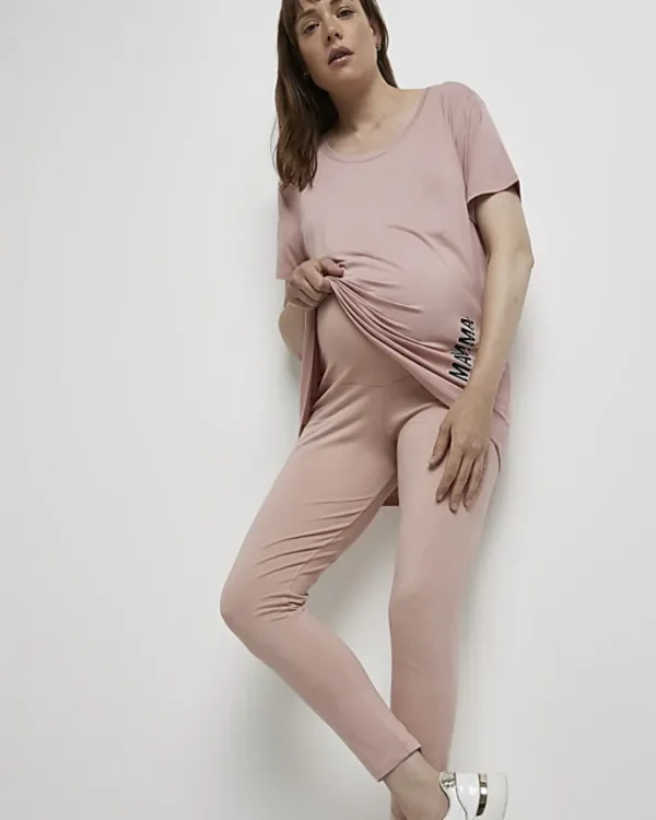 Pink maternity leggings