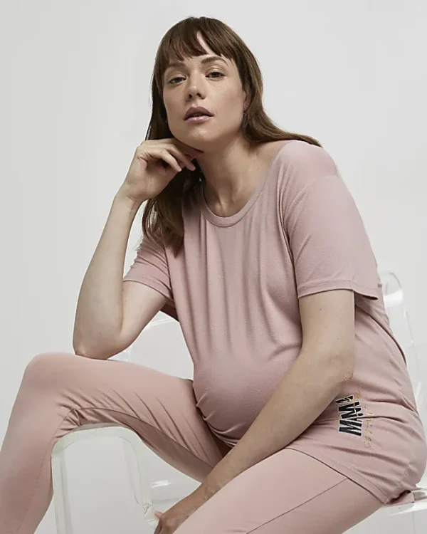 Pink oversized maternity t-shirt