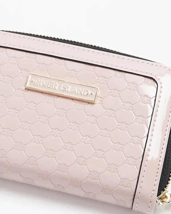 Pink patent embossed purse