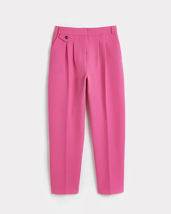 Pink pleated tapered trousers